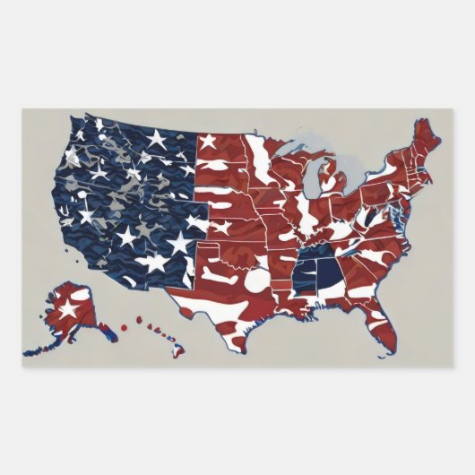 Sticker Rectangulaire rouge bleu états-unis (Devant)