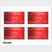 Sticker Rectangulaire Rouge chatoyant avec initiales de Parties scintill (Feuille)