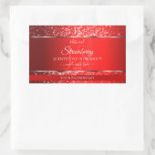 Sticker Rectangulaire Rouge chatoyant avec initiales de Parties scintill (Sac)