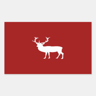 Sticker Rectangulaire Rouge et blanc de cerfs communs de Noël