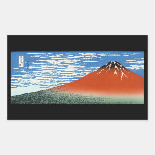 Sticker Rectangulaire Rouge Fuji matin clair vent sud