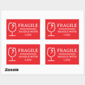 Sticker Rectangulaire Rouge Professionnel Fragile Manipuler avec soin (Feuille)
