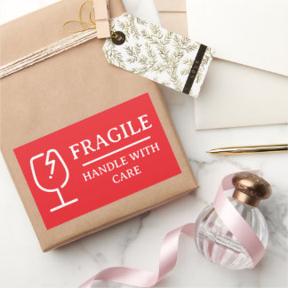 Sticker Rectangulaire Rouge Professionnel Fragile Manipuler avec soin