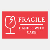 Sticker Rectangulaire Rouge Professionnel Fragile Manipuler avec soin (Devant)