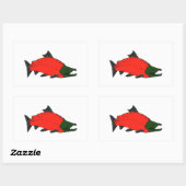 Sticker Rectangulaire Rouge - Sockeye Saumon Art (Feuille)