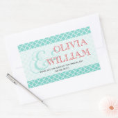 Sticker Rectangulaire Rouge turquoise marocain en carreaux d'esperie et (Enveloppe)