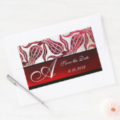 Sticker Rectangulaire ROUGE VELVET DAMASK TULIPS MONOGRAMME Bourgogne Bl (Enveloppe)