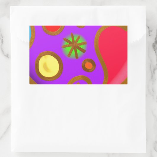 Sticker Rectangulaire Rouge violet jaune peint (Sac)