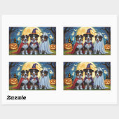 Sticker Rectangulaire Rough Collie Chiens Citrouille Halloween Funny (Feuille)