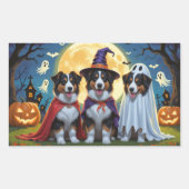 Sticker Rectangulaire Rough Collie Chiens Citrouille Halloween Funny (Devant)