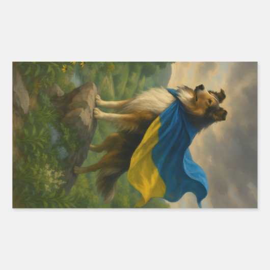 Sticker Rectangulaire Rough Collie Hero (Devant)