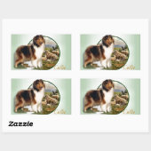 Sticker Rectangulaire Rough Collie Keeper of the Sheep (Feuille)