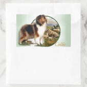 Sticker Rectangulaire Rough Collie Keeper of the Sheep (Sac)