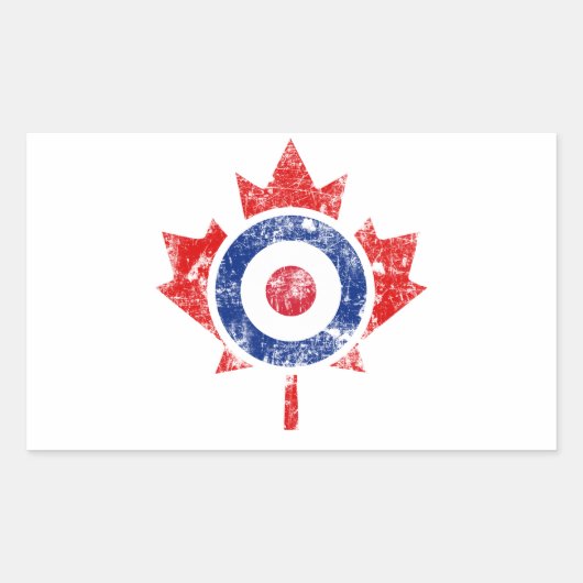 Sticker Rectangulaire Roundel Canada Curling Hockey Cible Grunge Ice (Devant)