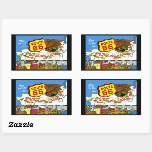 Sticker Rectangulaire Route 66 De Los Angeles à Chicago (Feuille)