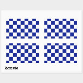 Sticker Rectangulaire Royal Blue et White À damiers Motif (Feuille)