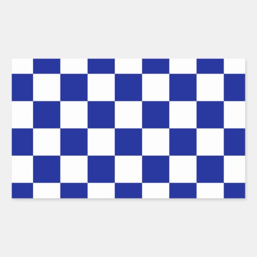 Sticker Rectangulaire Royal Blue et White À damiers Motif (Devant)