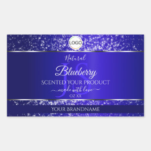 Sticker Rectangulaire Royal Blue Logo Initiales Parties scintillant Étiq