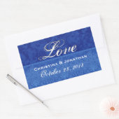Sticker Rectangulaire Royal Blue Mariage Love Damask et ruban (Enveloppe)