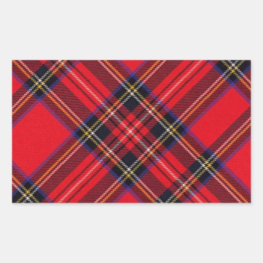 Sticker Rectangulaire Royal Stewart tartan rouge noir plaid (Devant)