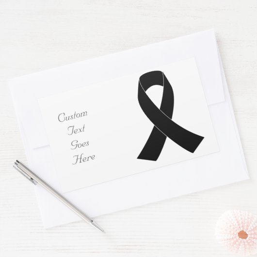 Sticker Rectangulaire Ruban Noir (Enveloppe)