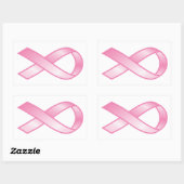 Sticker Rectangulaire Ruban rose de cancer du sein (Feuille)