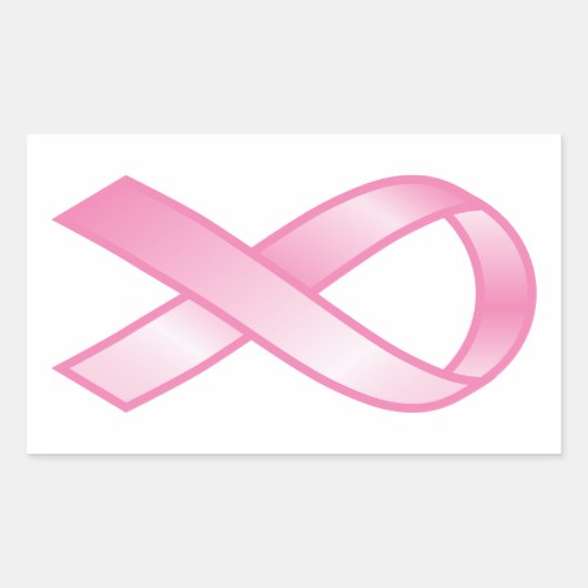 Sticker Rectangulaire Ruban rose de cancer du sein (Devant)