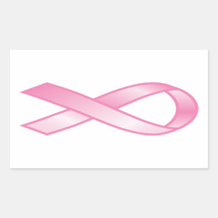 Sticker Rectangulaire Ruban rose de cancer du sein
