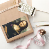 Sticker Rectangulaire Ruban rose Mona Lisa (Cadeaux)