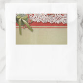 Sticker Rectangulaire Rubans Antique Rose Rustique Rouge Victorien Toile (Sac)
