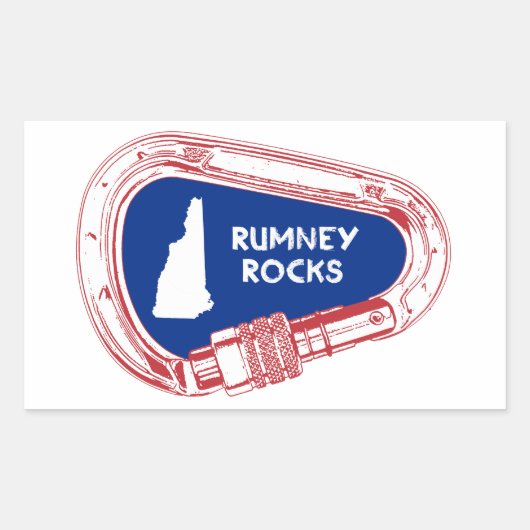Sticker Rectangulaire Rumney Rocks Escalade Carabiner (Devant)