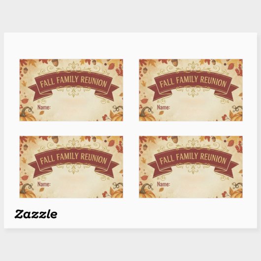 Sticker Rectangulaire Russe Feuilles Automne Automne Reunion Famille Aut (Feuille)