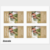 Sticker Rectangulaire Rustic Kraft Mariage Monogramme Photo Vin Favorise (Feuille)