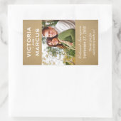 Sticker Rectangulaire Rustic Kraft Mariage Monogramme Photo Vin Favorise (Sac)