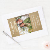 Sticker Rectangulaire Rustic Kraft Mariage Monogramme Photo Vin Favorise (Enveloppe)