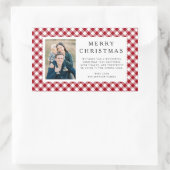 Sticker Rectangulaire Rustic Red Gingham Photo Christmas (Sac)