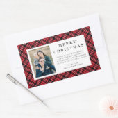 Sticker Rectangulaire Rustic Red Plaid Photo Christmas (Enveloppe)