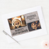 Sticker Rectangulaire Rustic Wood 2 Photo Collage Noël (Enveloppe)