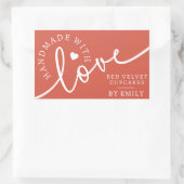 Sticker Rectangulaire Rustique fait maison avec l'amour Script Coeur Pro (Sac)