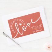 Sticker Rectangulaire Rustique fait maison avec l'amour Script Coeur Pro (Enveloppe)