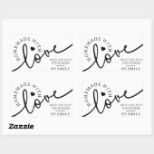 Sticker Rectangulaire Rustique fait maison avec l'amour Script Coeur Pro (Feuille)