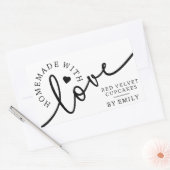 Sticker Rectangulaire Rustique fait maison avec l'amour Script Coeur Pro (Enveloppe)