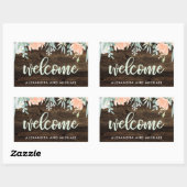 Sticker Rectangulaire Rustique Floral Romance Mariage | Bienvenue (Feuille)