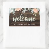 Sticker Rectangulaire Rustique Floral Romance Mariage | Bienvenue (Sac)