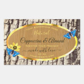 Sticker Rectangulaire Rustique Naturel Barre Bois Grain Produits Étiquet (Devant)