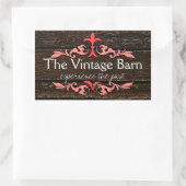 Sticker Rectangulaire Rustique Pays Grains de bois de grange (Sac)