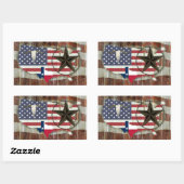 Sticker Rectangulaire Rustique Texas Lone Star Texas Long Horn (Feuille)