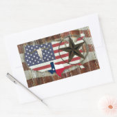 Sticker Rectangulaire Rustique Texas Lone Star Texas Long Horn (Enveloppe)