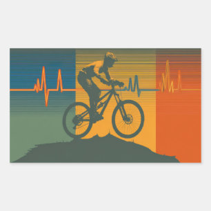 Sticker Rectangulaire Rythme Cardiaque de Vététiste Rétro