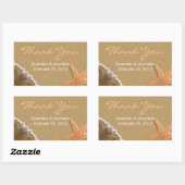 Sticker Rectangulaire Sable et Coquillages Plage Thème Mariage Merci (Feuille)